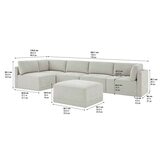 Thomasville 6PC Fabric Modular Sectional with Ottoman Light Grey