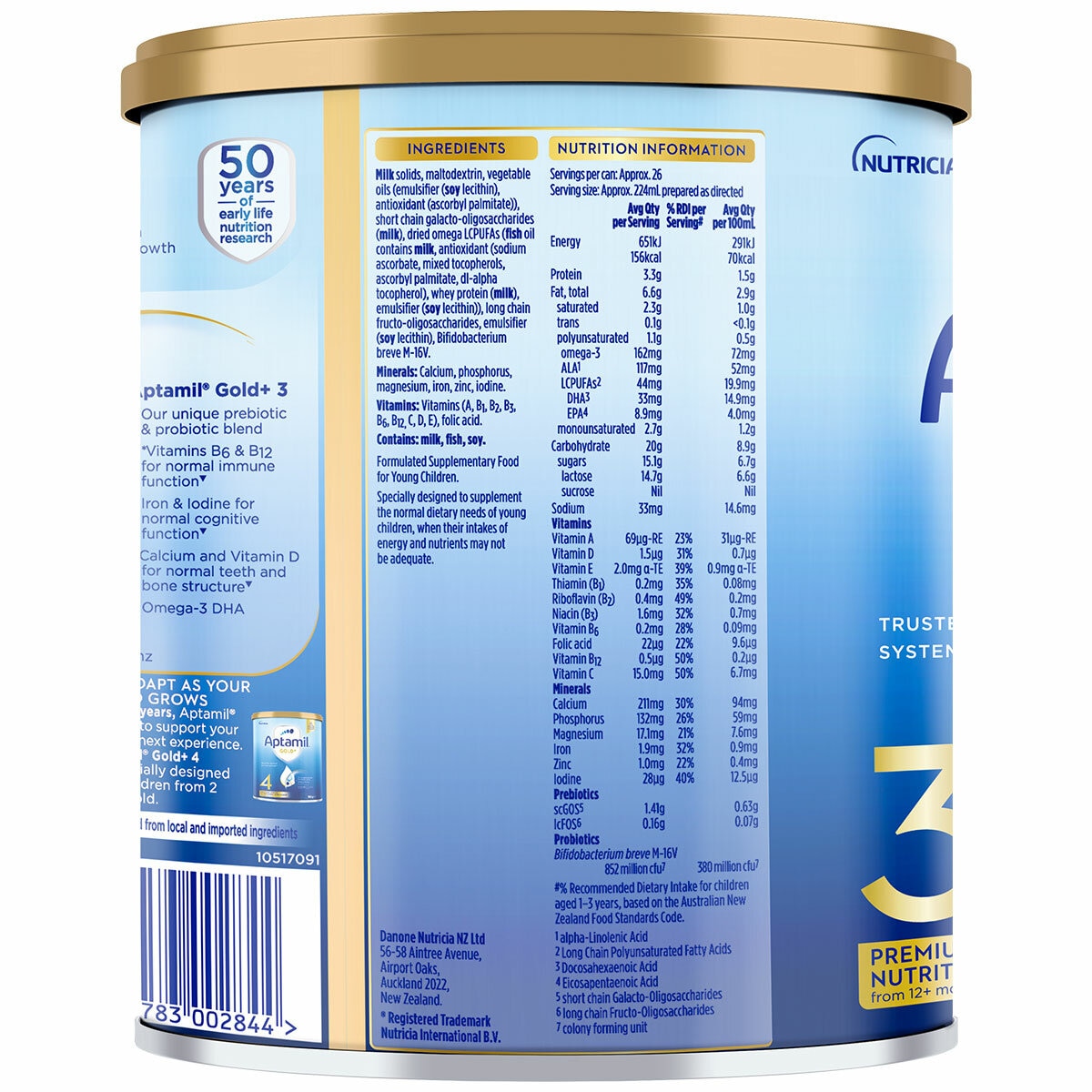 Aptamil Gold+ Stage 3 Toddler Formula 1 Year+ 3 x 900g Aptamil Gold+ Stage 3 Toddler Formula 1 Year+ 3 x 900g