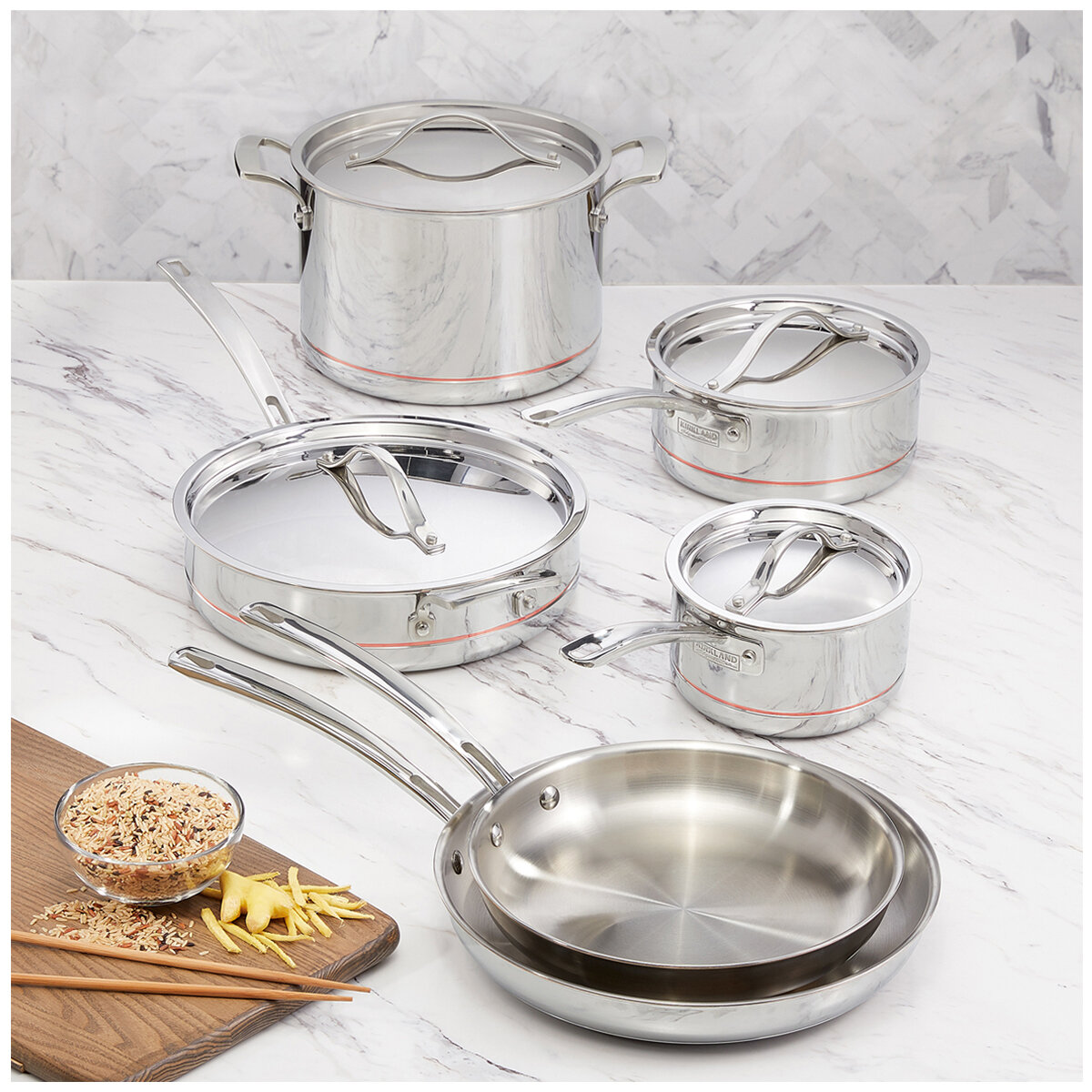 Kirkland Signature Stainless Steel Cookware 10 Piece Set