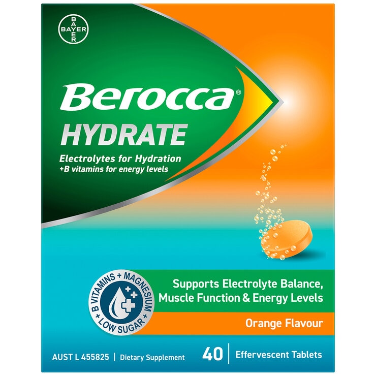 Berocca Hydrate Orange 2 x 40 Effervescent Tablets