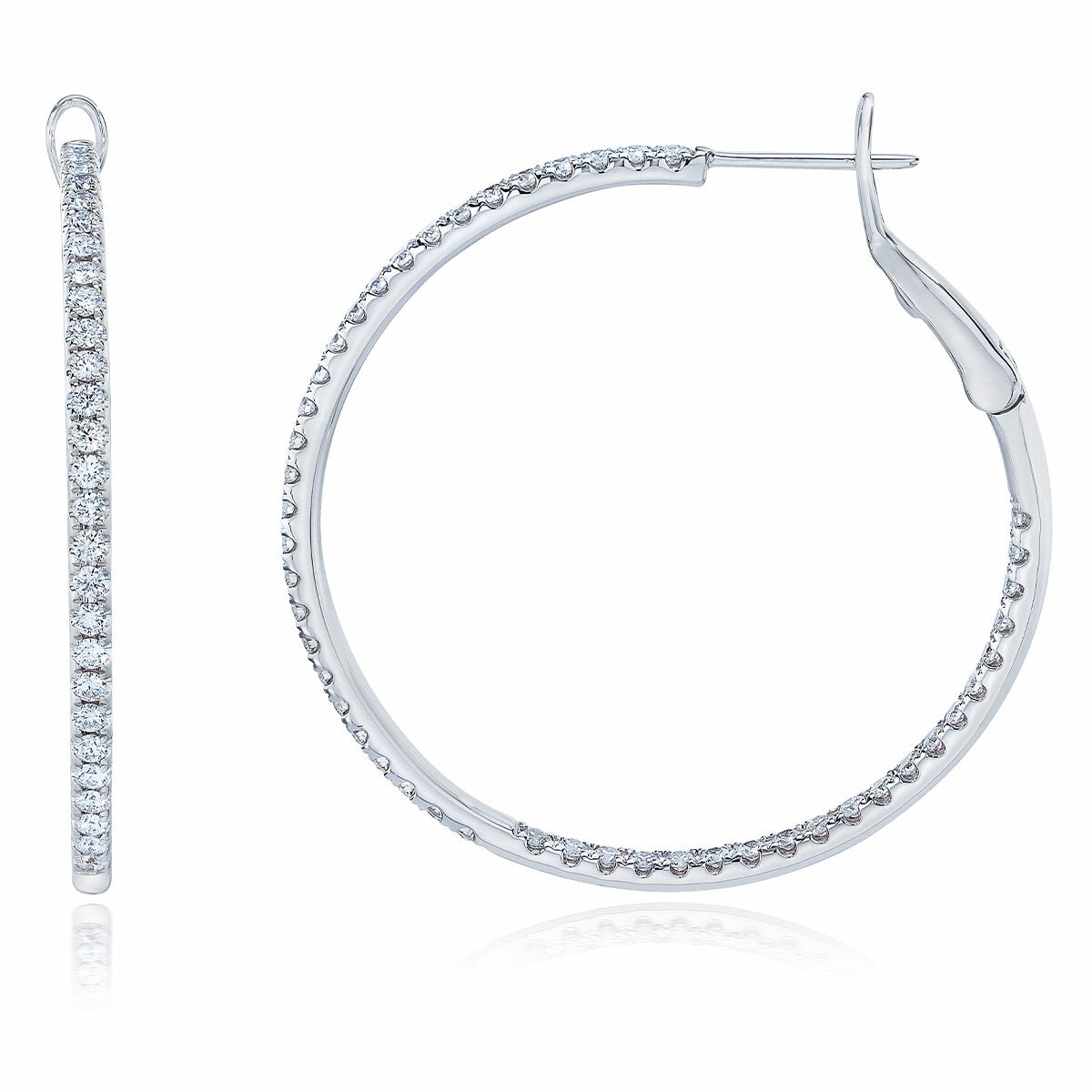 18KT White Gold VS2 I 1.60ctw Diamond Hoop Earrings 18KT White Gold VS2 I 1.60ctw Diamond Hoop Earrings
