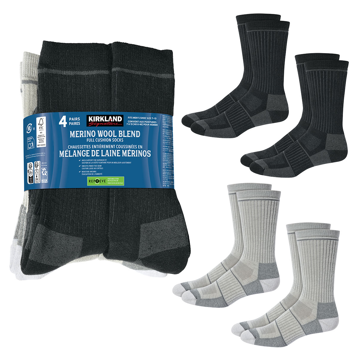 Kirkland Signature Wool Sock 4 Pack