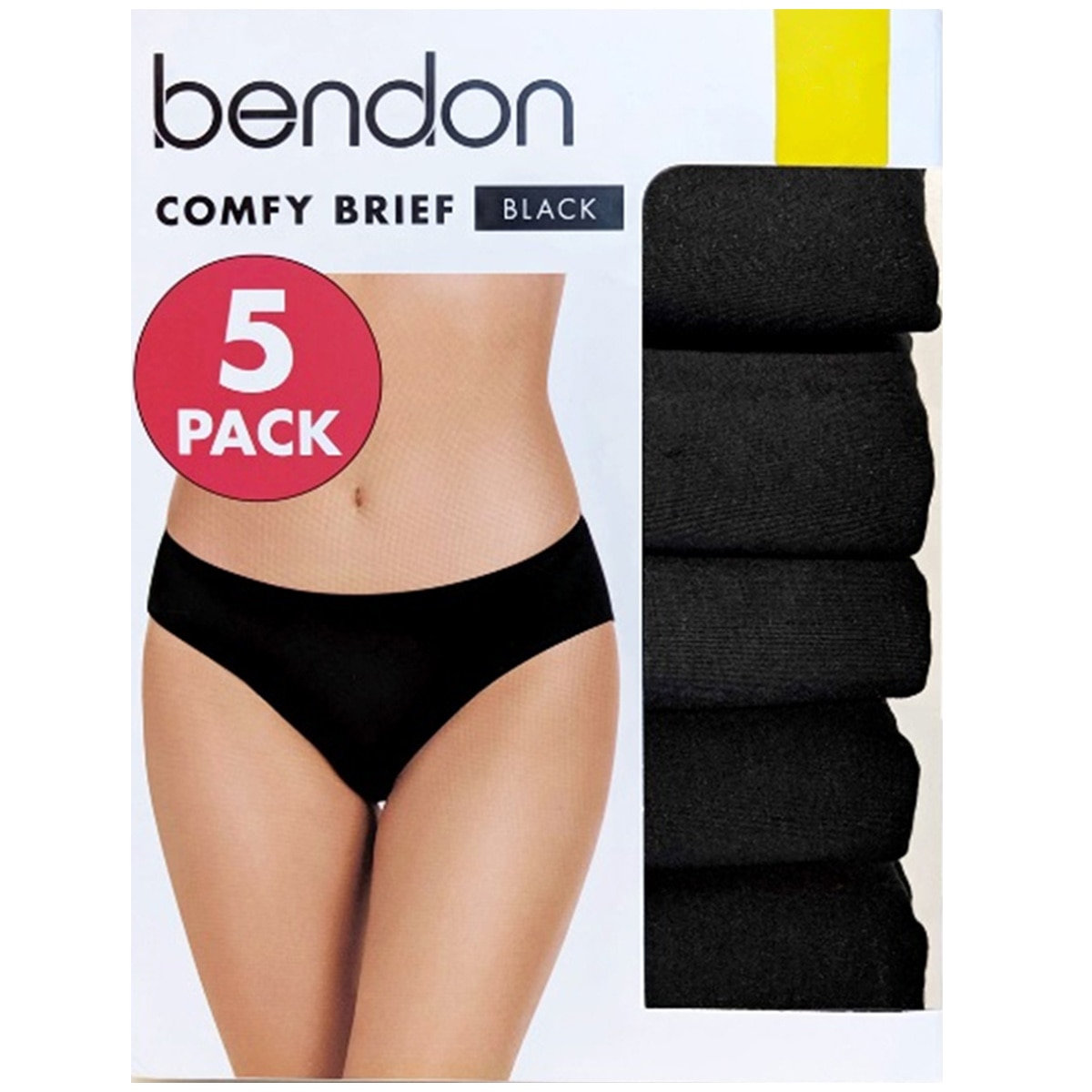 Bendon Comfy Brief 5 Pack - Medium - Black