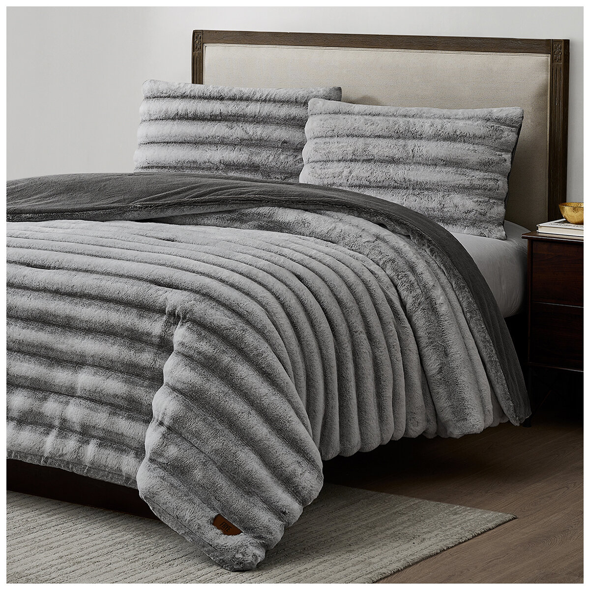 FRYE Channel Comforter 3 Piece Set King Grey