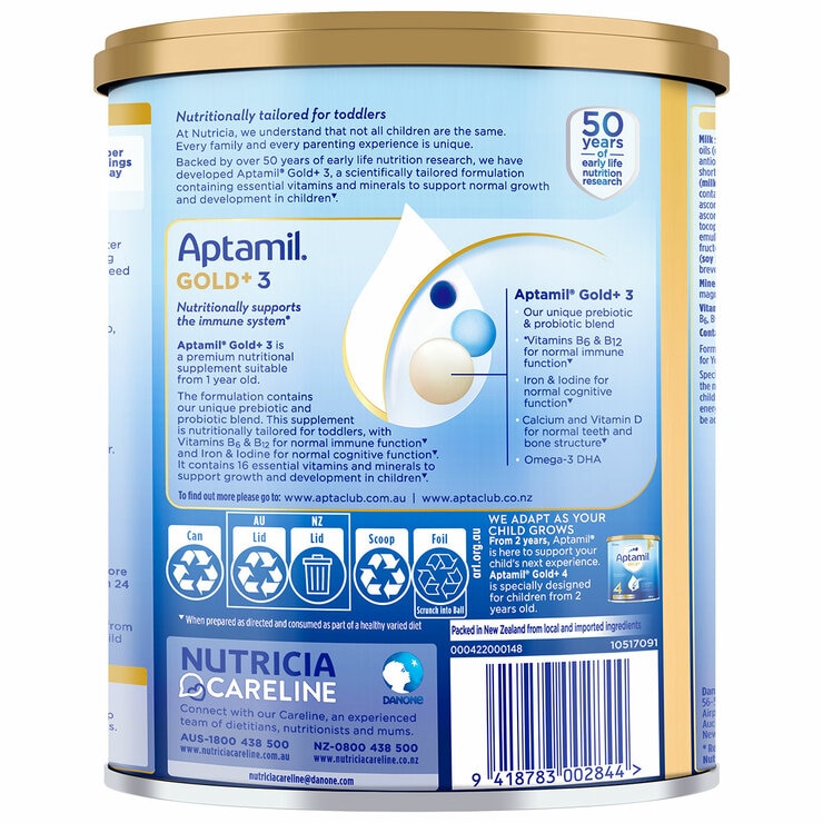 Aptamil Gold+ Stage 3 Toddler Formula 1 Year+ 3 x 900g
