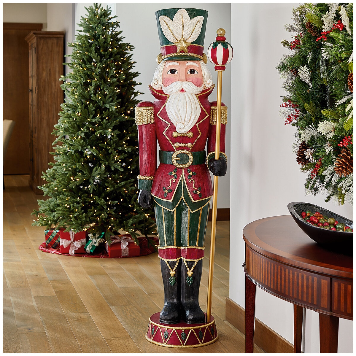 1.8m Unlit Wood Carved Nutcracker