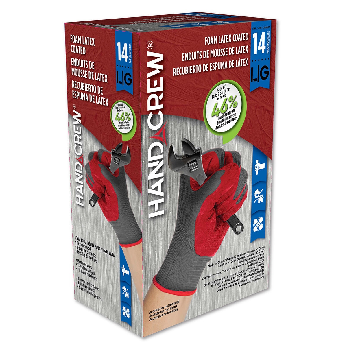 Handcrew Foam Latex Gloves 14Pk - DIHG-3888