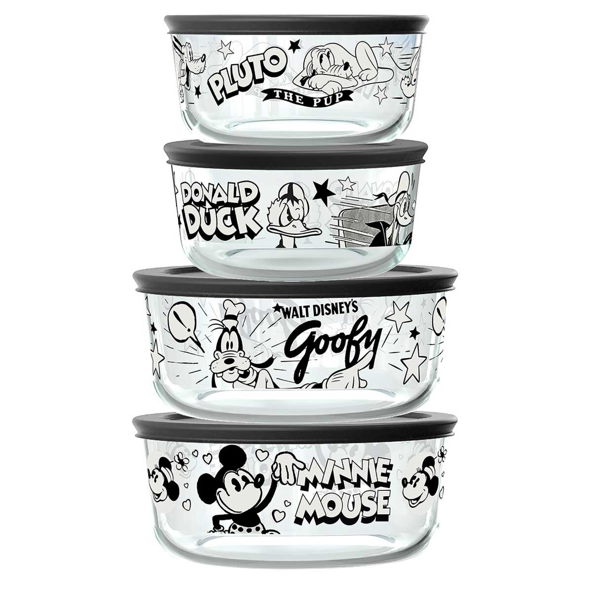 Pyrex Disney Glass Storage 8 Piece Set Vault Black