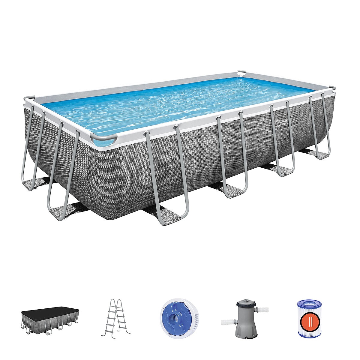 Bestway Power Steel Rectangular Pool Set 4.88M x 2.44M x 1.22M