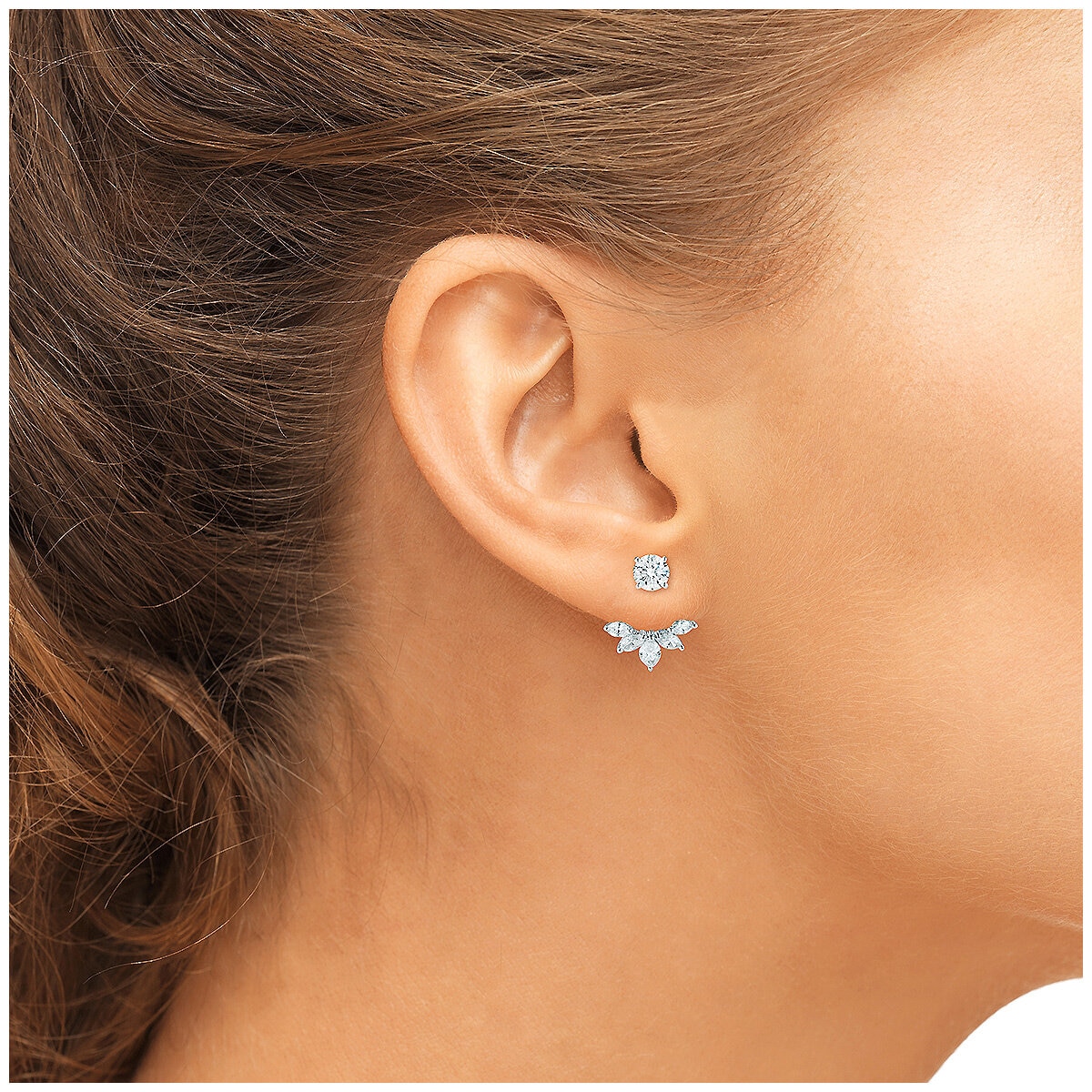 18KT White Gold 0.93CTW Diamond Post Butterfly Earrings