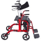 Altus Hybrid Duo 2 In 1 Mobility Rollator And Transit Wheelchair Red
