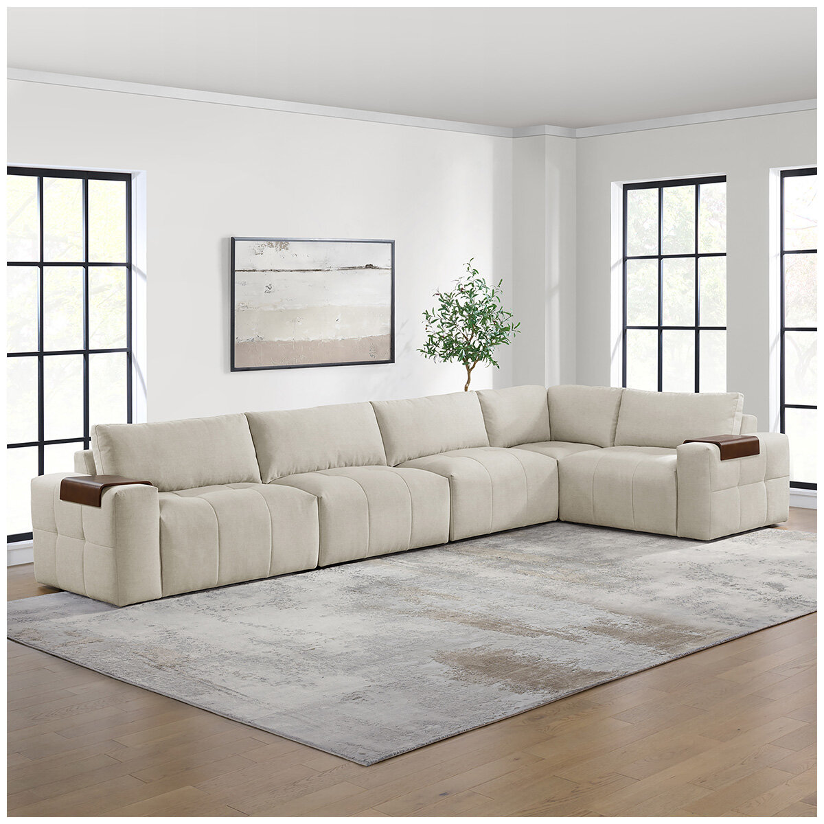 Aiden & Ivy Fabric Stationary Modular Sectional 6 Piece