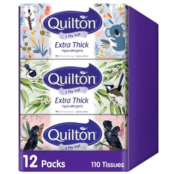Quilton 3 Ply Facial Tissues 12 x 110 Sheets