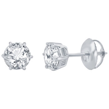 18KT White Gold 1.00ctw Round Brilliant Cut Diamond Stud Earrings