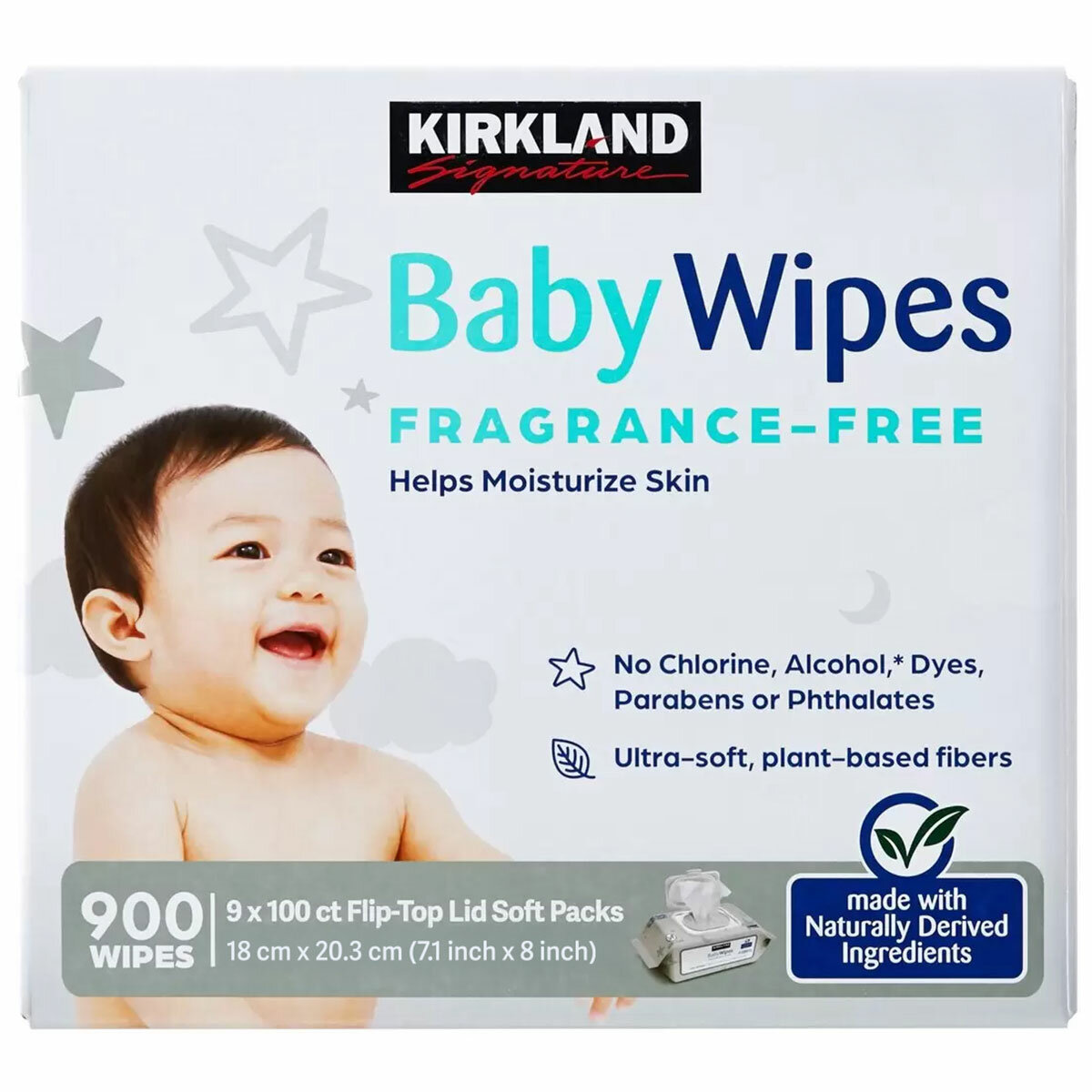 Kirkland Signature Fragrance Free Baby Wipes 9 x 100 Pack