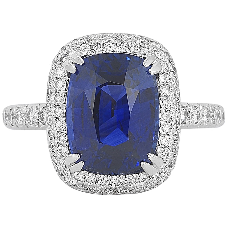 Platinum Cushion Cut Sapphire and Diamond Ring Costco Australia