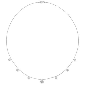 18KT White Gold 0.65ctw Diamond Cluster Necklace