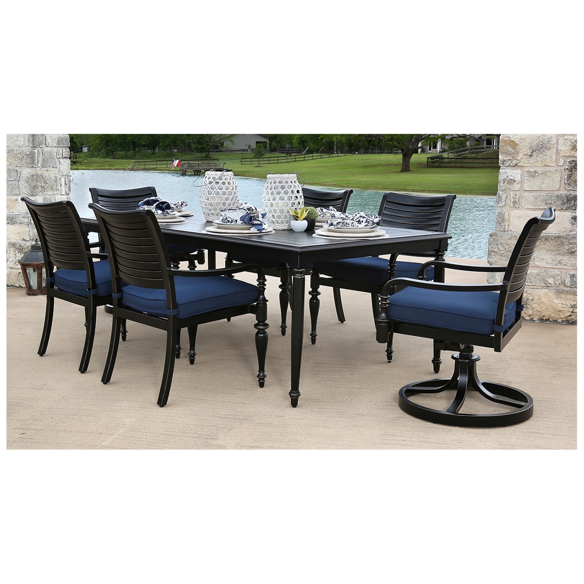 Plantation 7 Piece Outdoor Dining Set Blue | Costco Australia