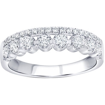 18KT White Gold 0.49ctw Diamond Two Row Fashion Ring