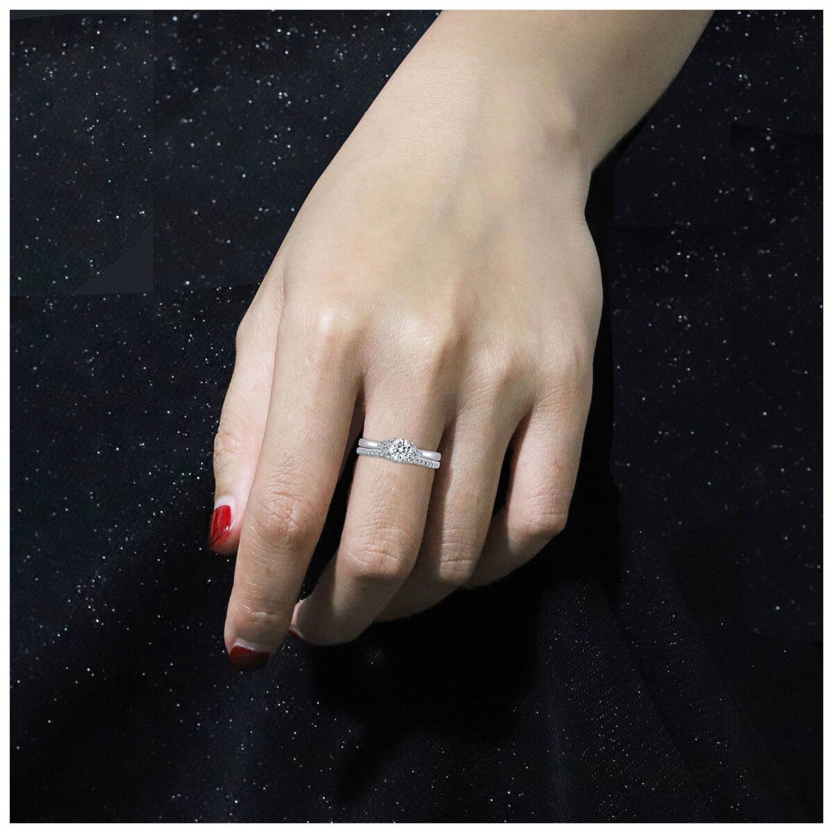 18KT White Gold 0.85ctw Diamond Bridal Set With 0.60ctw Centre