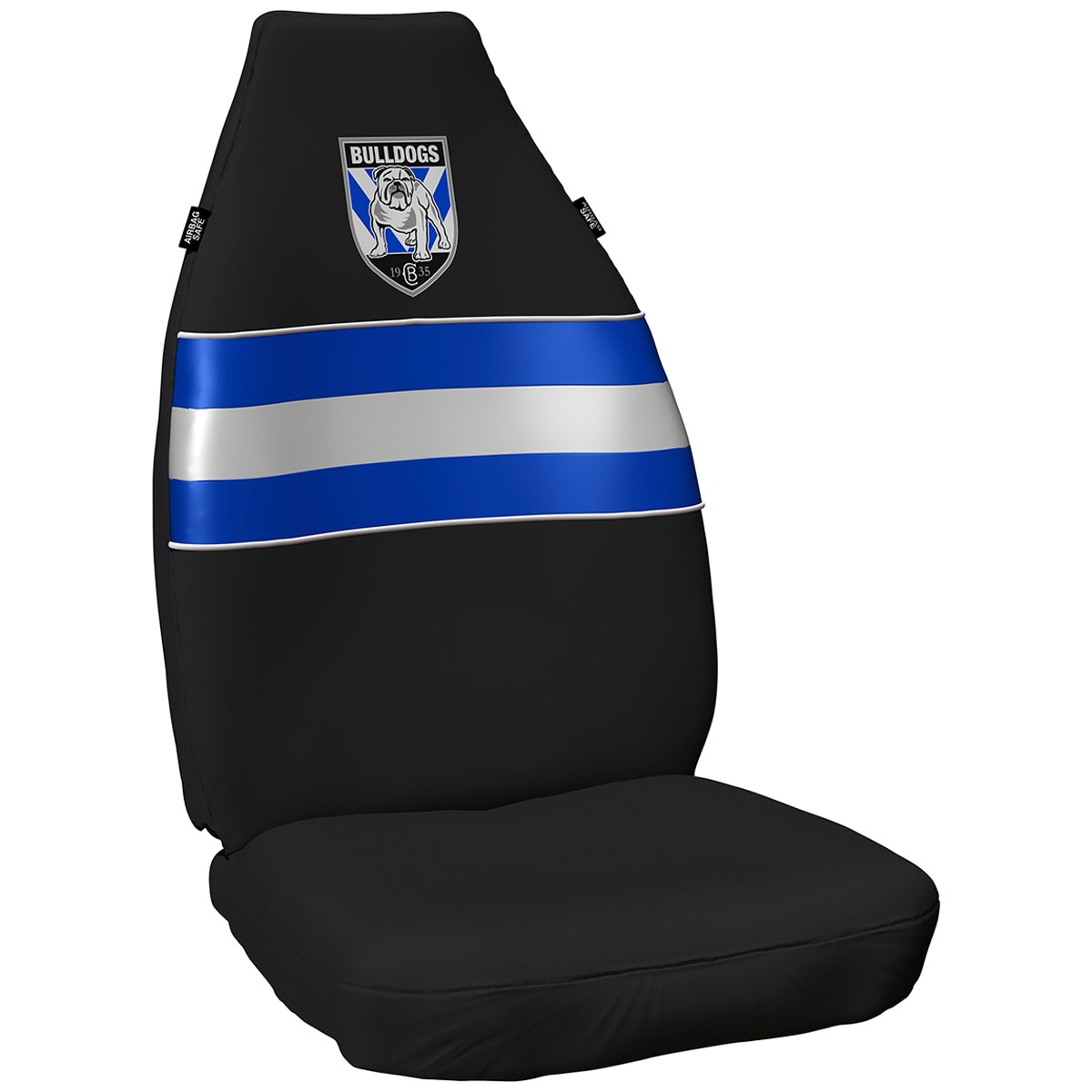 SET OF 2 CANTERBURY BULLDOGS NRL FRONT CAR SEAT COVERS 4 FLOOR MATS 