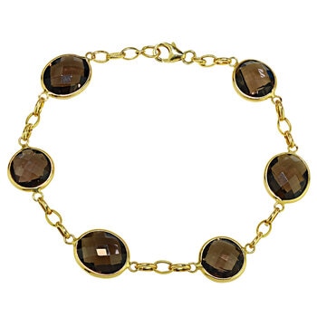 14KT Yellow Gold Smokey Quartz Station Bracelet