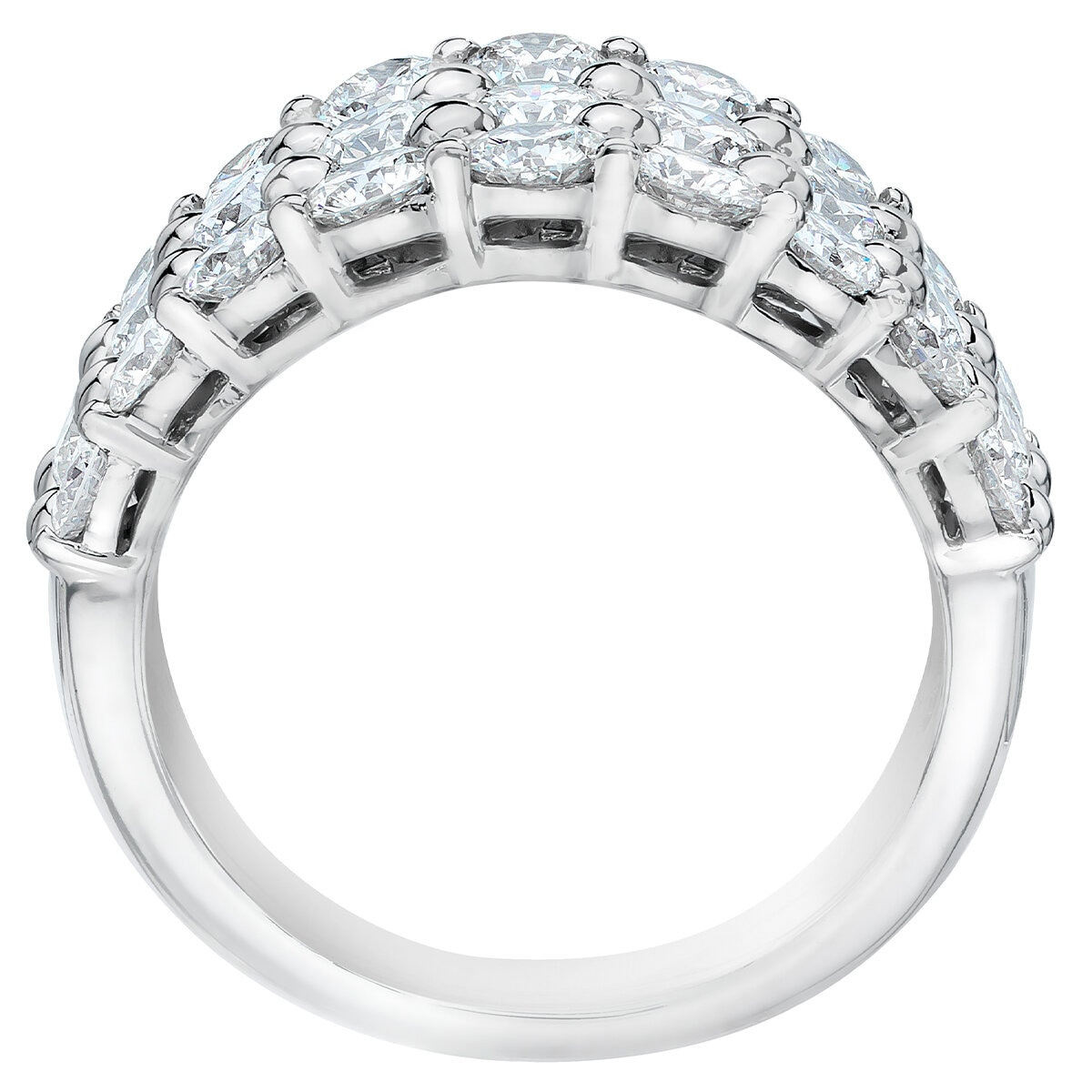 Platinum 3.00ctw Three Row Diamond Band