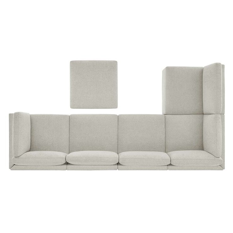 Thomasville 6PC Fabric Modular Sectional with Ottoman Light Grey