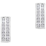 18KT White Gold 0.67ctw Round Diamond Two Row Earrings