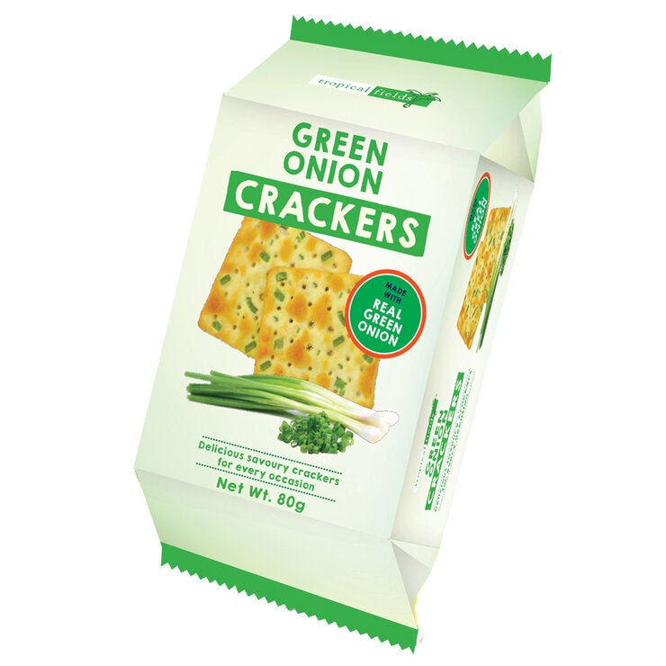 Tropical Fields Green Onion Crackers 9 x 80g Tropical Fields Green Onion Crackers 9 x 80g
