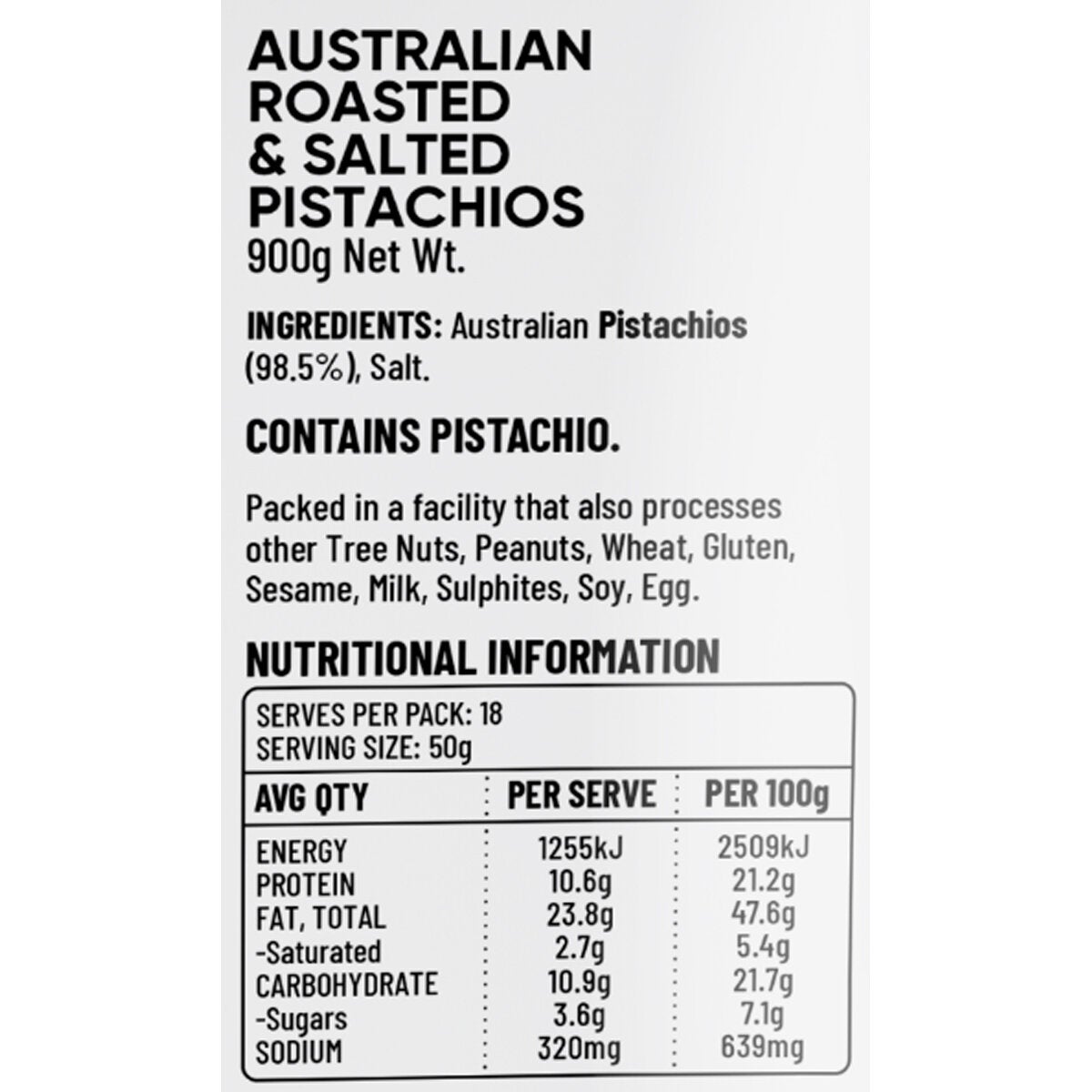 Nature's Delight Inshell Roasted & Salted Pistachios 900g