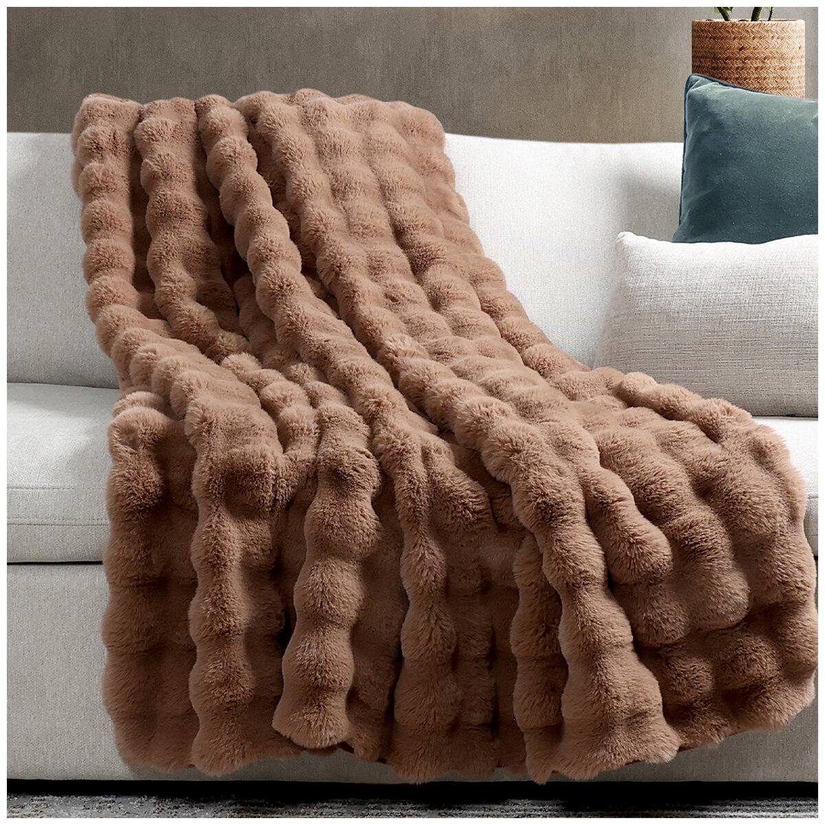 House & Home Bubble Faux Fur Throw 152cm x 177cm