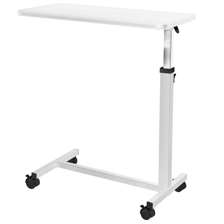Altus Adjustable Overbed Table With Rolling Lockable Wheels Large White Altus Adjustable Overbed Table With Rolling Lockable Wheels Large White
