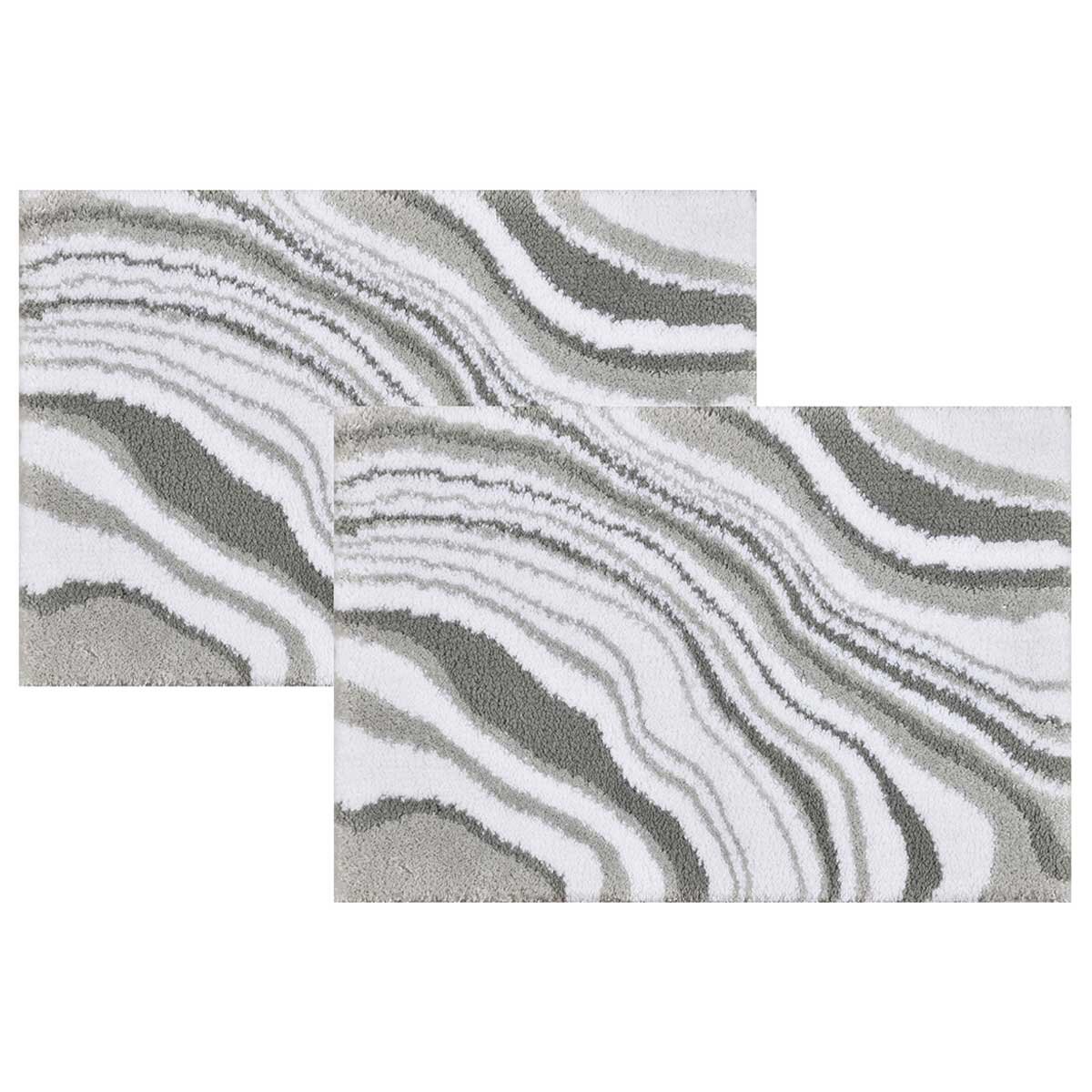Riviera Marble Print Bathmat 40 x 60cm 2 Pack Grey