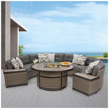 Agio Hudson 7 Piece Sectional Seating With Fire