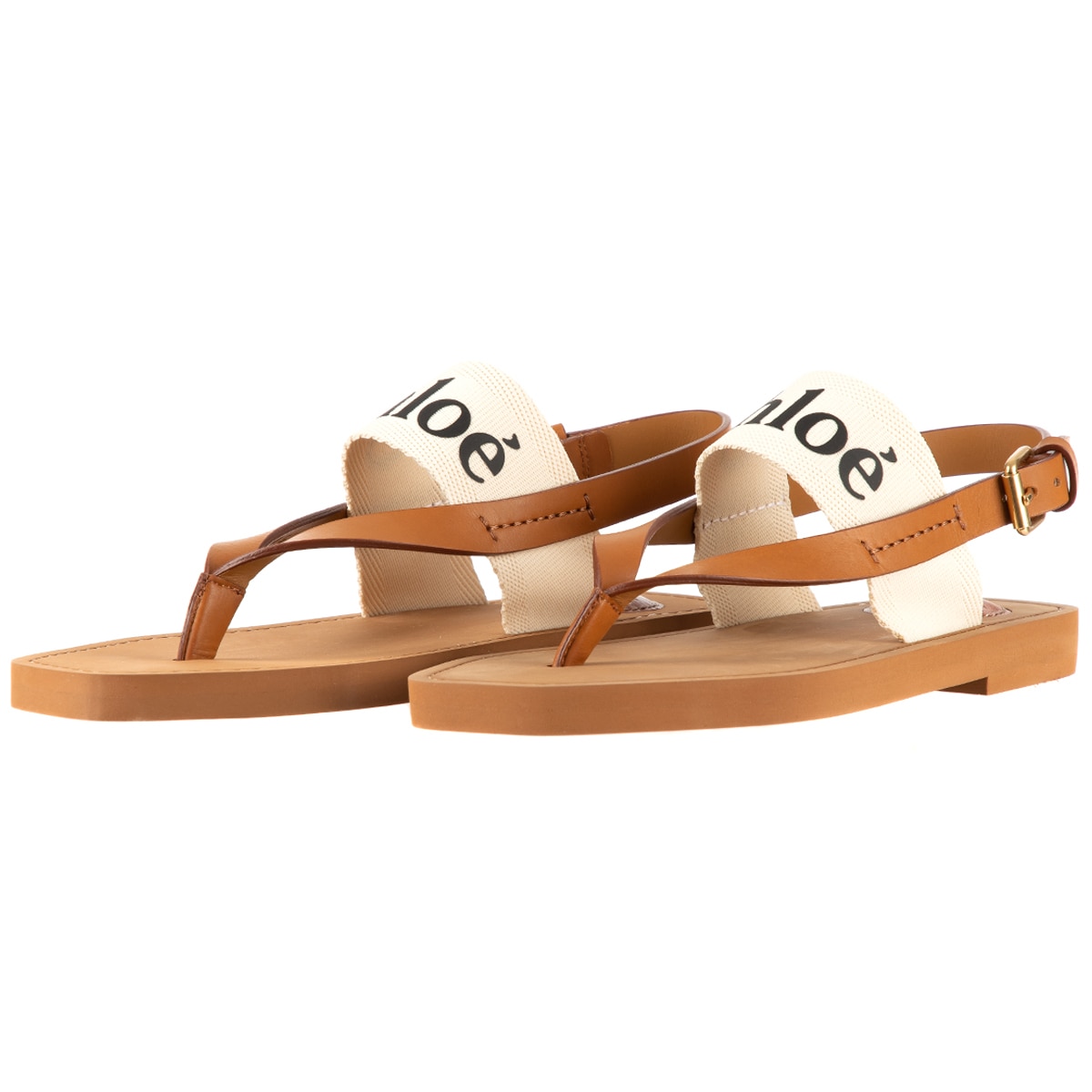 Chloé canvas sales logo sandals white