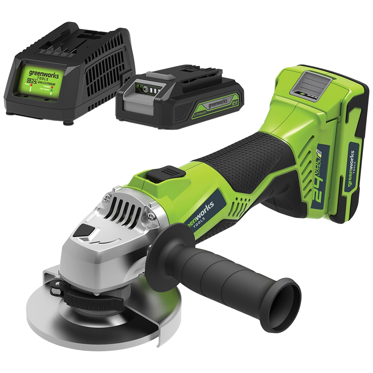 Greenworks 24V Angle Grinder 11.5cm Kit With 2AH Battery & Fast Charger