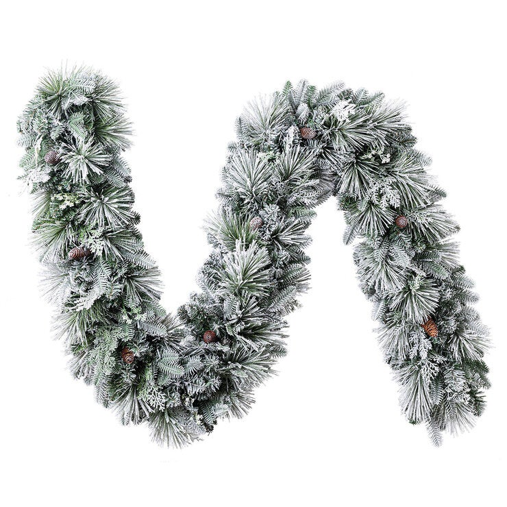 Pre-Lit Flocked Christmas Garland with Micro LED Lights 2.7m Pre-Lit Flocked Christmas Garland with Micro LED Lights 2.7m