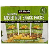 Kirkland Signature Unsalted Mixed Nut Snack Packs 21 x 45g