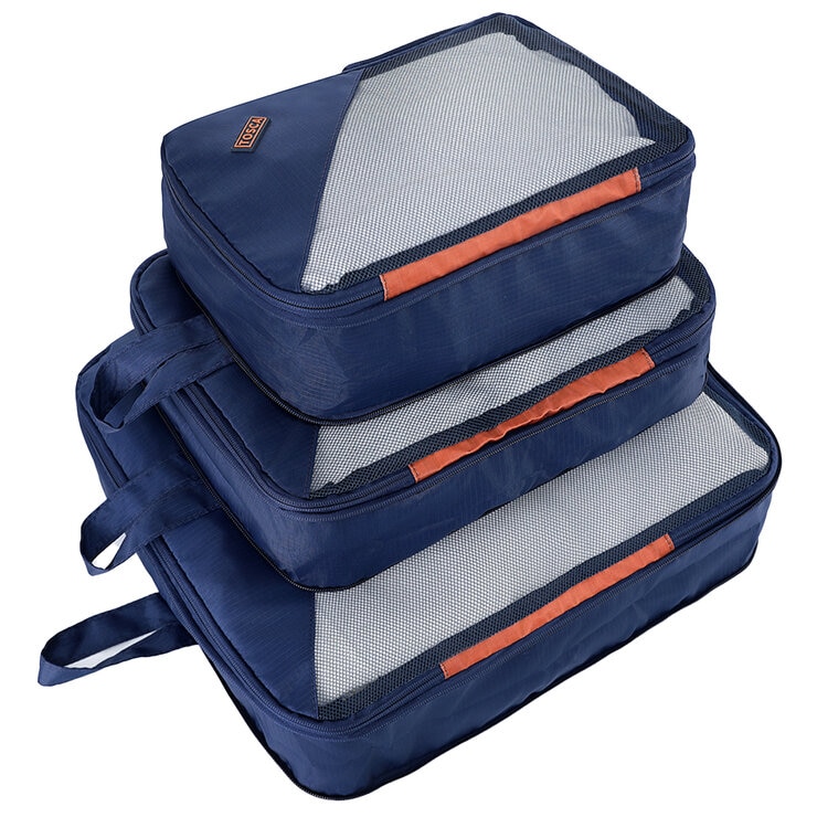 Tosca Park Avenue 3 Piece Luggage Set Navy Tan