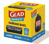 Glad Wavetop Garbage Bags 180Ct / 56L Glad Wavetop Garbage Bags 180Ct / 56L