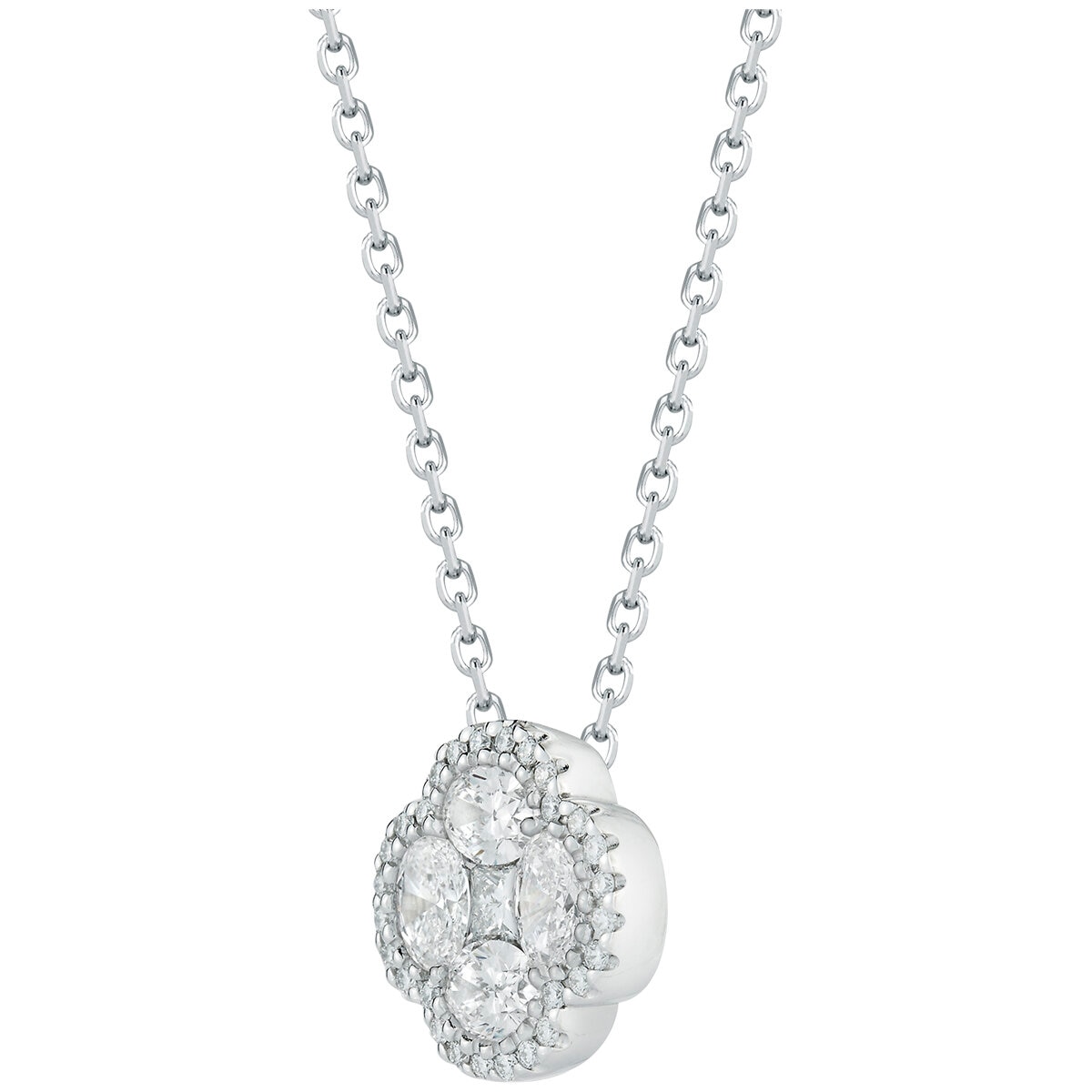 Round Brilliant, Oval and Princess Cut 1.04ctw 18KT White Gold Diamond Pendant