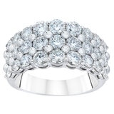 Platinum 3.00ctw Three Row Diamond Band