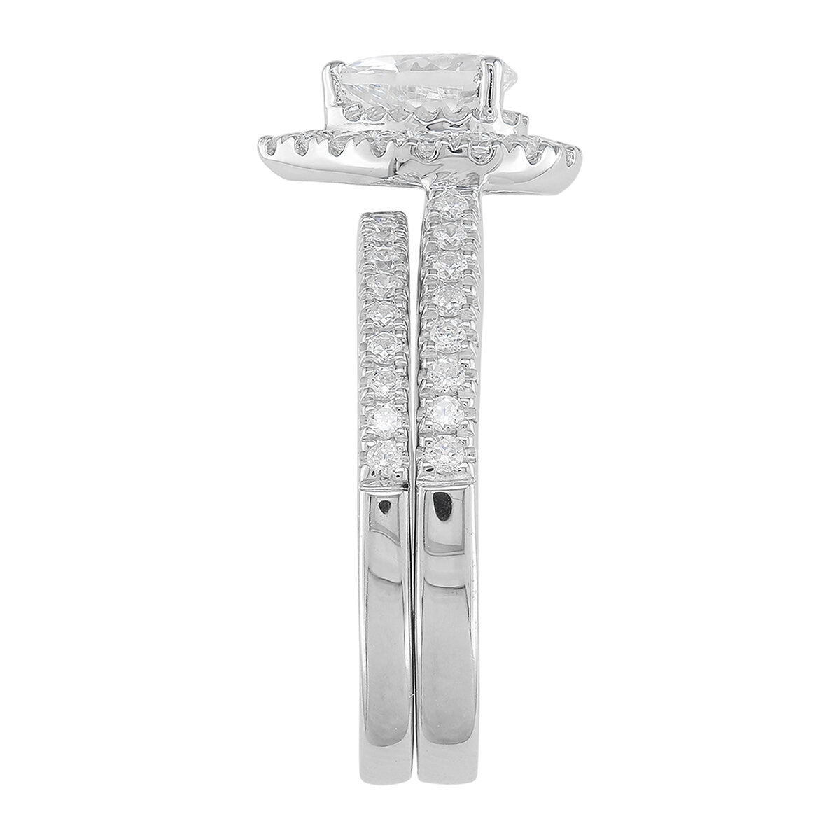18KT White Gold 1.00ctw Diamond Bridal Set 0.50ctw Pear Centre