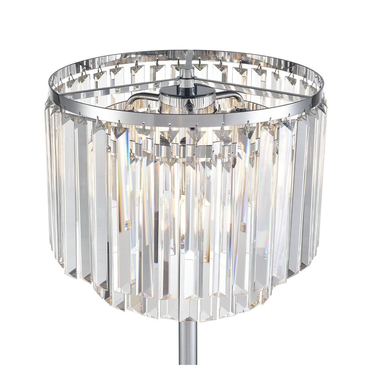 Bridgeport Designs Dual Level Clear Hanging Crystal Table Lamp