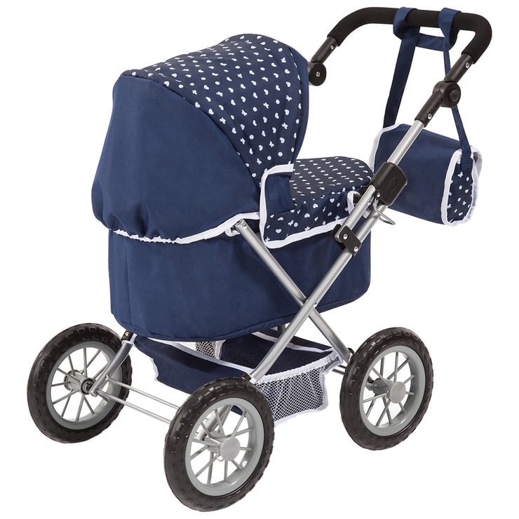 Bayer Trendy Doll Pram Dark Blue & White Heart Print Costco Australia