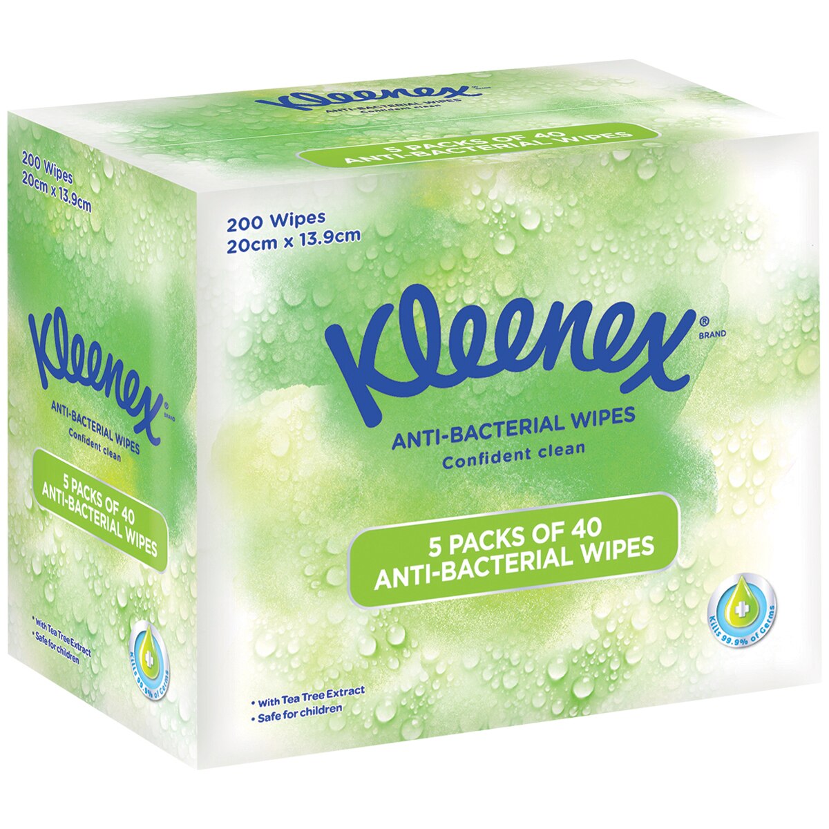 Kleenex Anti-Bacterial Wipes 5 x 40 Sheets
