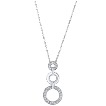 18KT White Gold 0.31ctw Round Diamond Three Circle Pendant