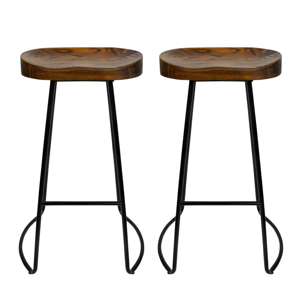 Artiss Vintage Tractor 2 Pack Barstool Black