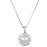 18KT WG 0.15CTW Diamond Pearl Pendant